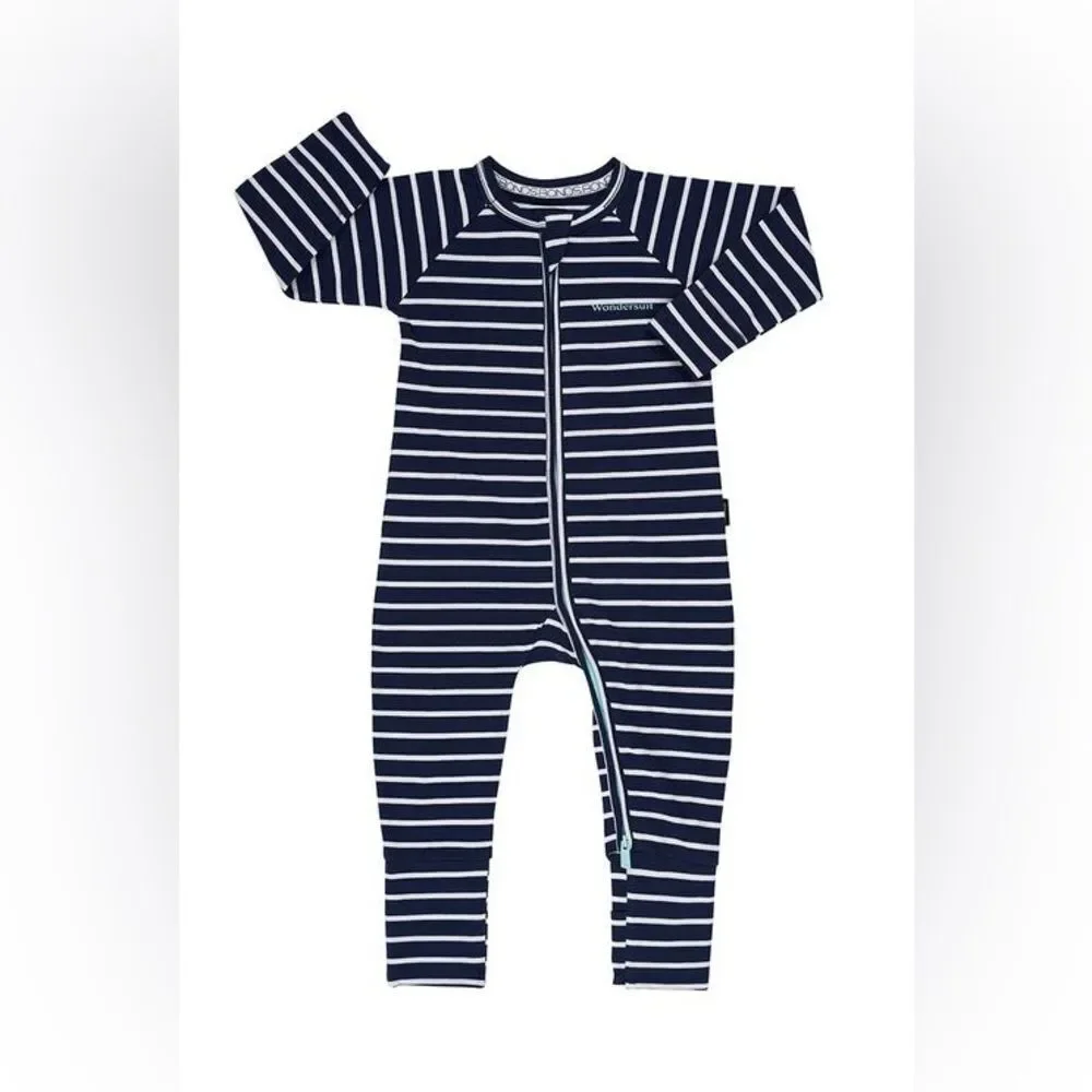 Bonds Zip Cotton Wondersuit in Black Sea/White 18 to 24 Months Nwt